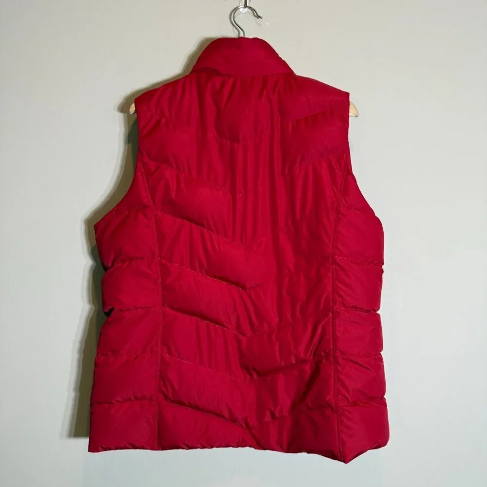 Lands' End Quilted Down Puffer Vest Women's Large Tall Red Insulated Outdoor